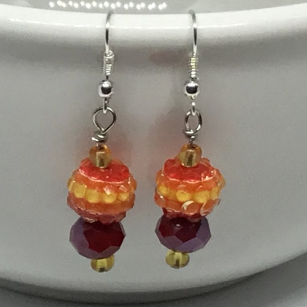 Sunrise Fiesta Acrylic Burst w Crystal Earrings